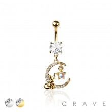 316L SURGICAL STEEL MULTI CZ MOON CAT STAR BELLY BUTTON NAVEL RING 